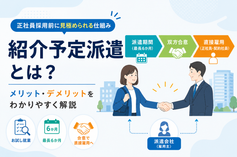 alt="紹介予定派遣とメリット・デメリットについて”