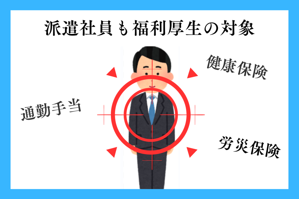 alt="福利厚生の対象になってる派遣社員”