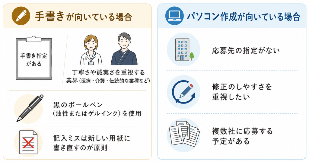 alt="履歴書はパソコンで打つか、手書きにするか”